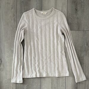 H&M Light Gray Ribbed Long-Sleeve Top